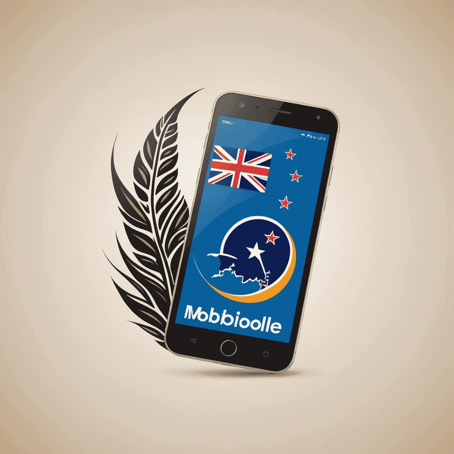 mobibole_com logo featuring a stylized mobile phone with New Zealand-inspired elements